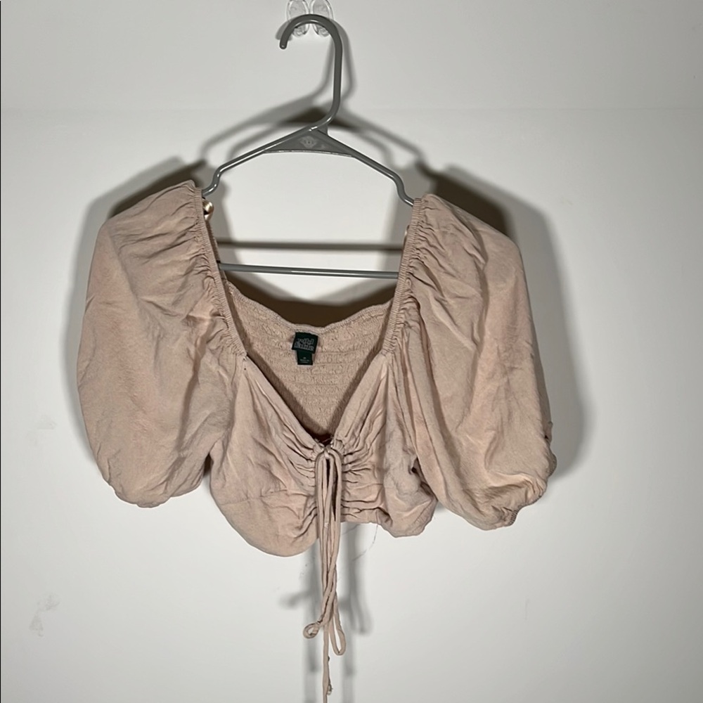Wild Fable Tan Puff Sleeve Crop Blouse